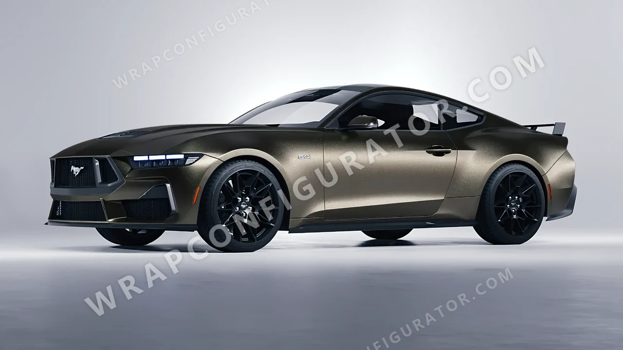 Orange Ford Mustang GT 2024 wrapped in KPMF Matt Nero Flare K75556