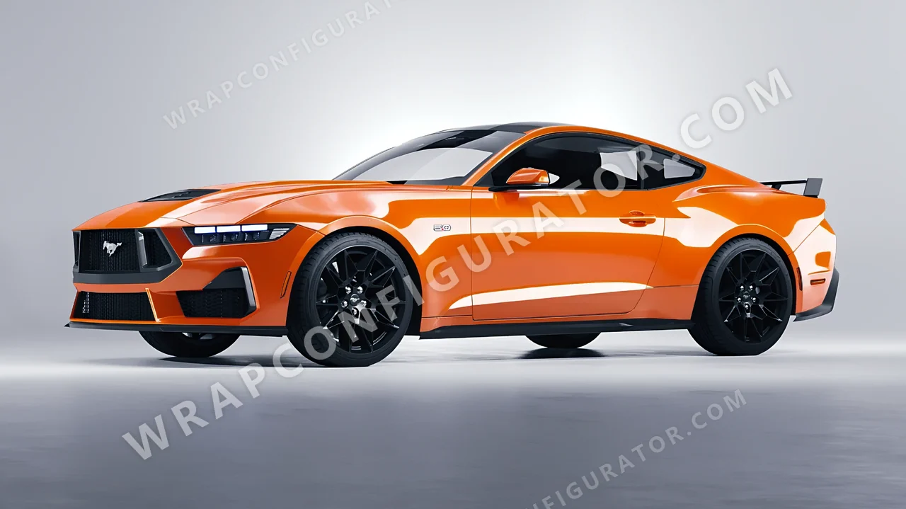 Orange Ford Mustang GT 2024 wrapped in ORACAL Daggi Orange 970RA-363G