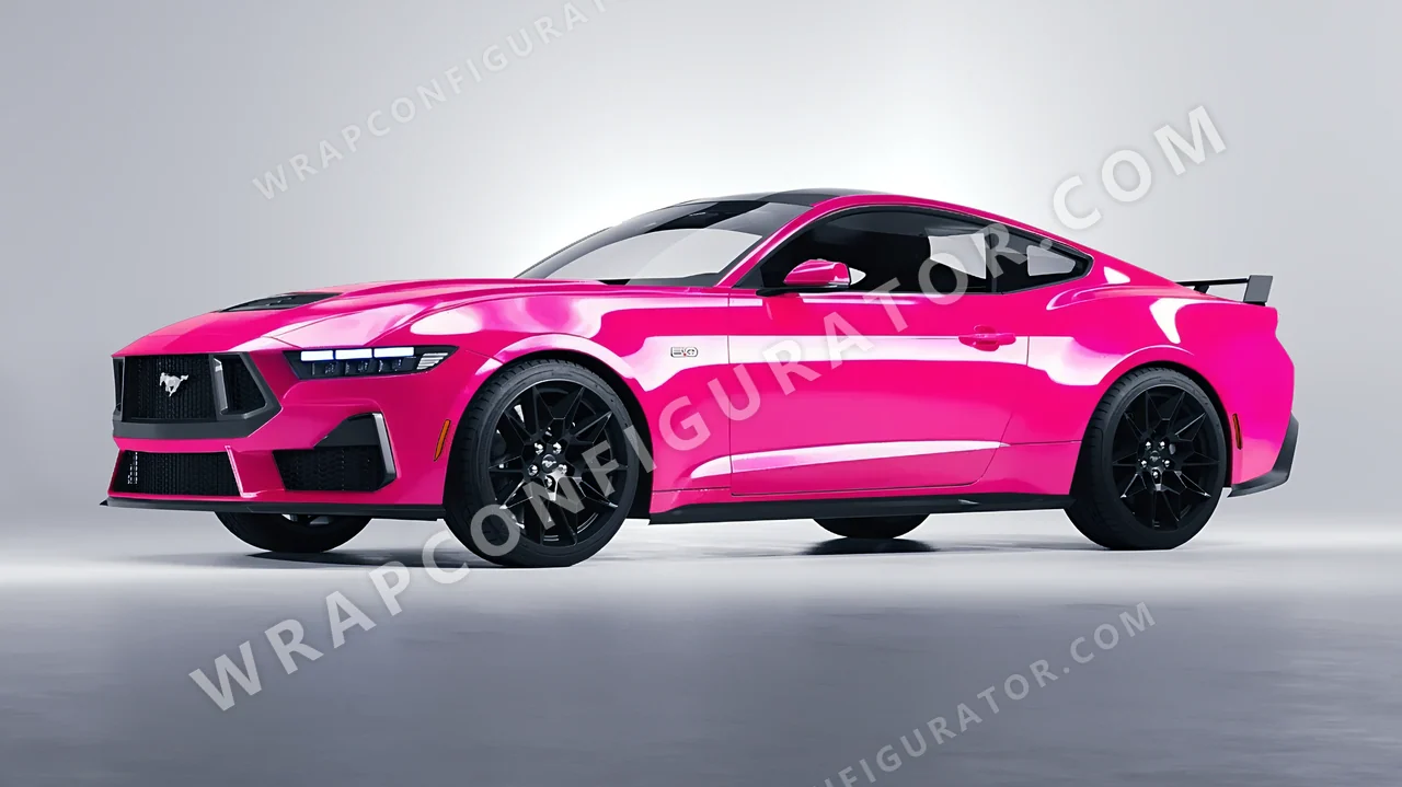 Pink Ford Mustang GT 2024 wrapped in Inozetek Dynamic PPF Hot Pink DPPF941