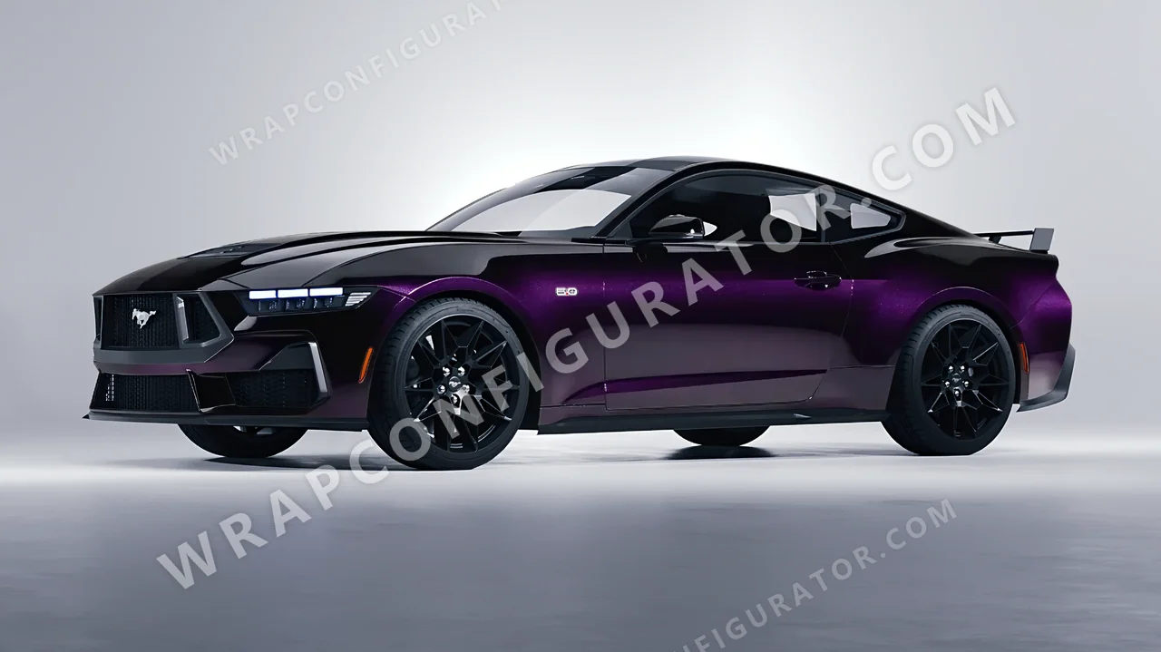 Purple Ford Mustang GT 2024 wrapped in Colourshield PPF by HyperPro Black Eggplant HGM37-P