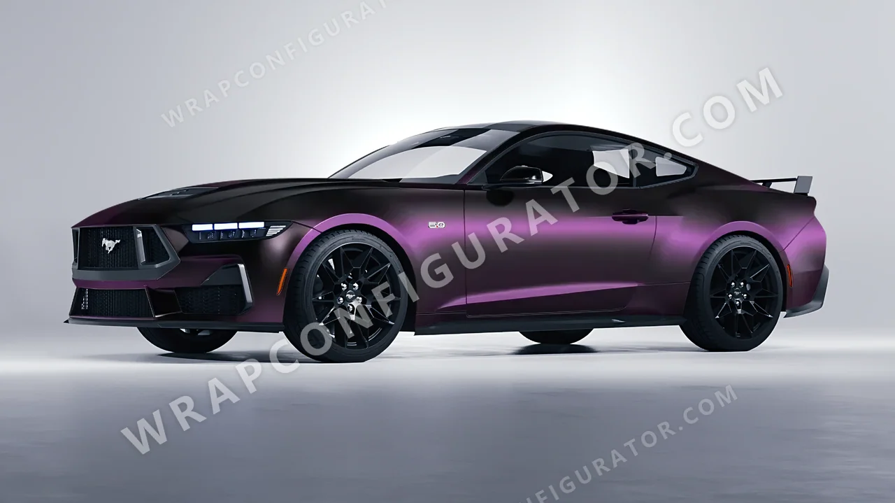 Purple Ford Mustang GT 2024 wrapped in Colourshield PPF by HyperPro Ghost Black/Purple MSF06-P