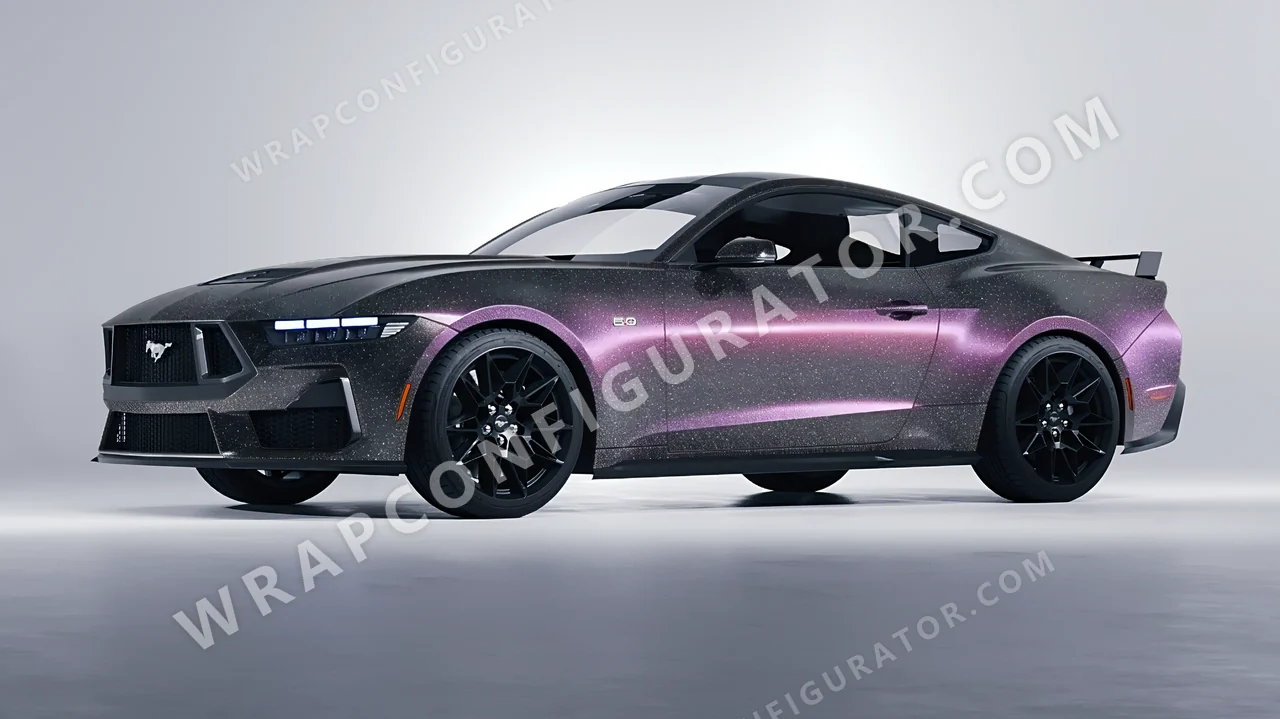 Purple Ford Mustang GT 2024 wrapped in Colourshield PPF by HyperPro Gray/Purple CG07-P
