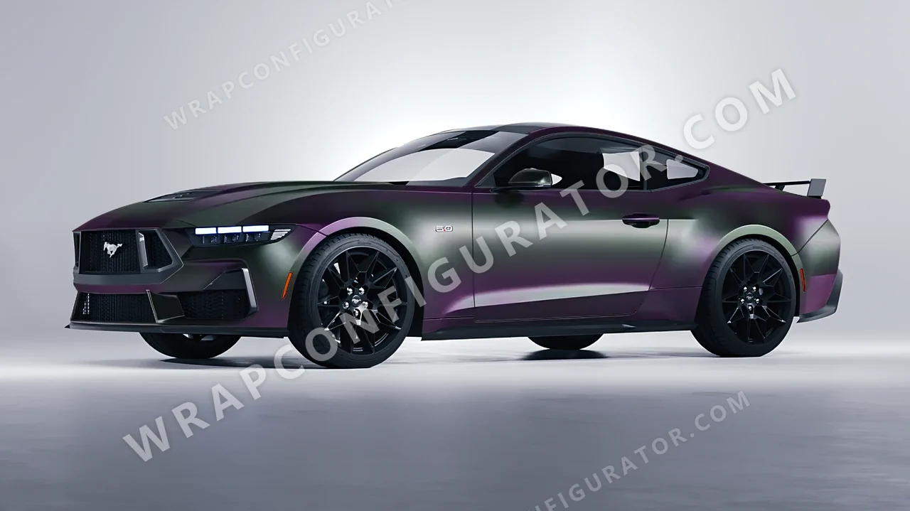 Purple Ford Mustang GT 2024 wrapped in Colourshield PPF by HyperPro Gray/Purple MSF47-P