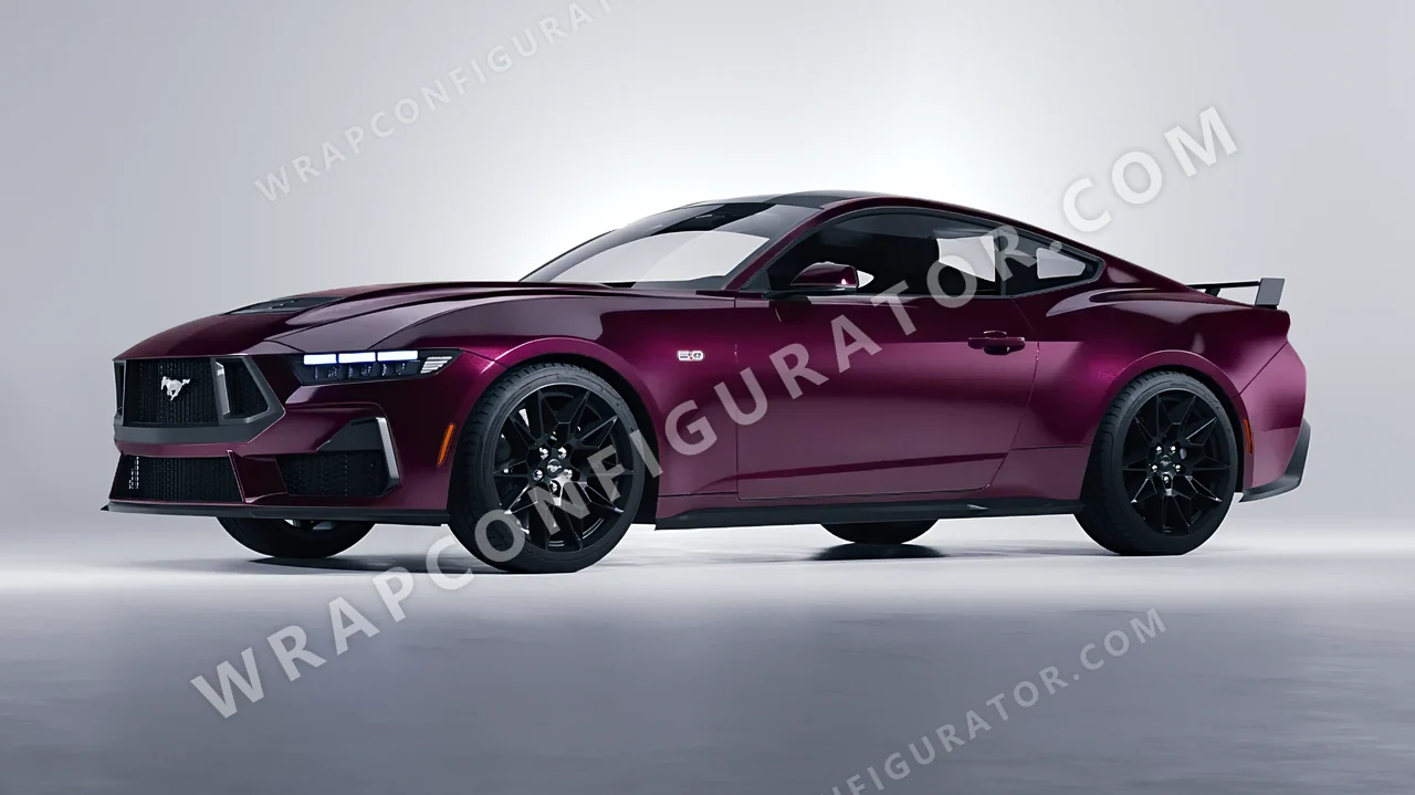 Purple Ford Mustang GT 2024 wrapped in Inozetek Dynamic PPF Bunny One Purple RB101