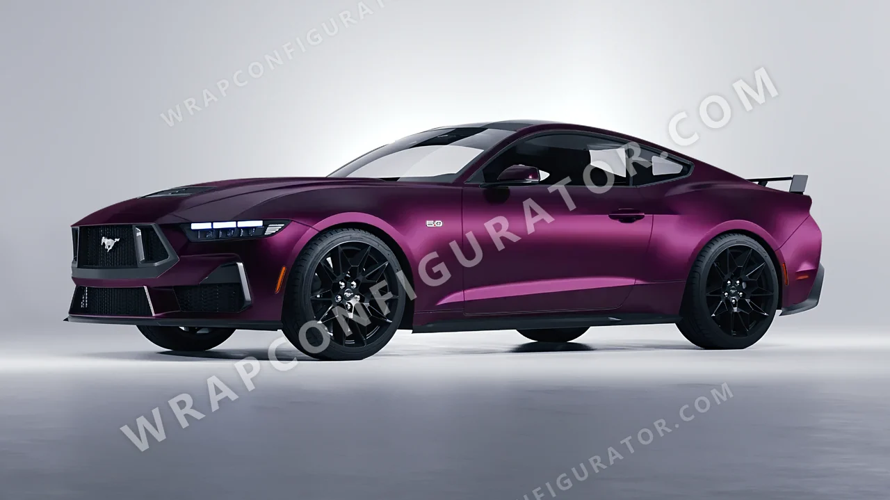 Purple Ford Mustang GT 2024 wrapped in Inozetek Dynamic PPF Midnight Purple DPPF801