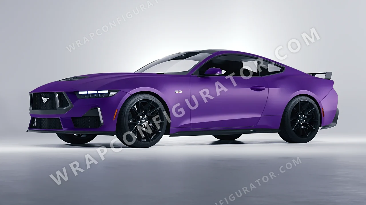 Purple Ford Mustang GT 2024 wrapped in KPMF Absolute Matt Royal Amethyst K75803