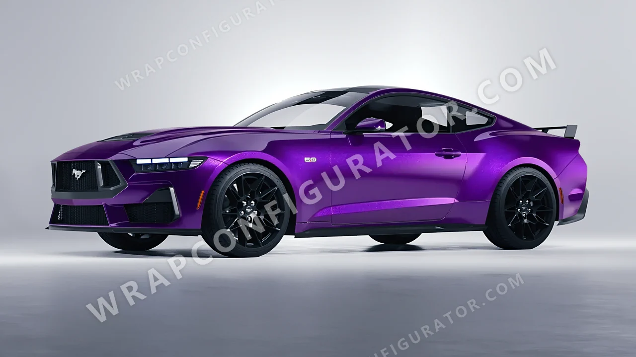 Purple Ford Mustang GT 2024 wrapped in ORACAL Violet 970RA-406G