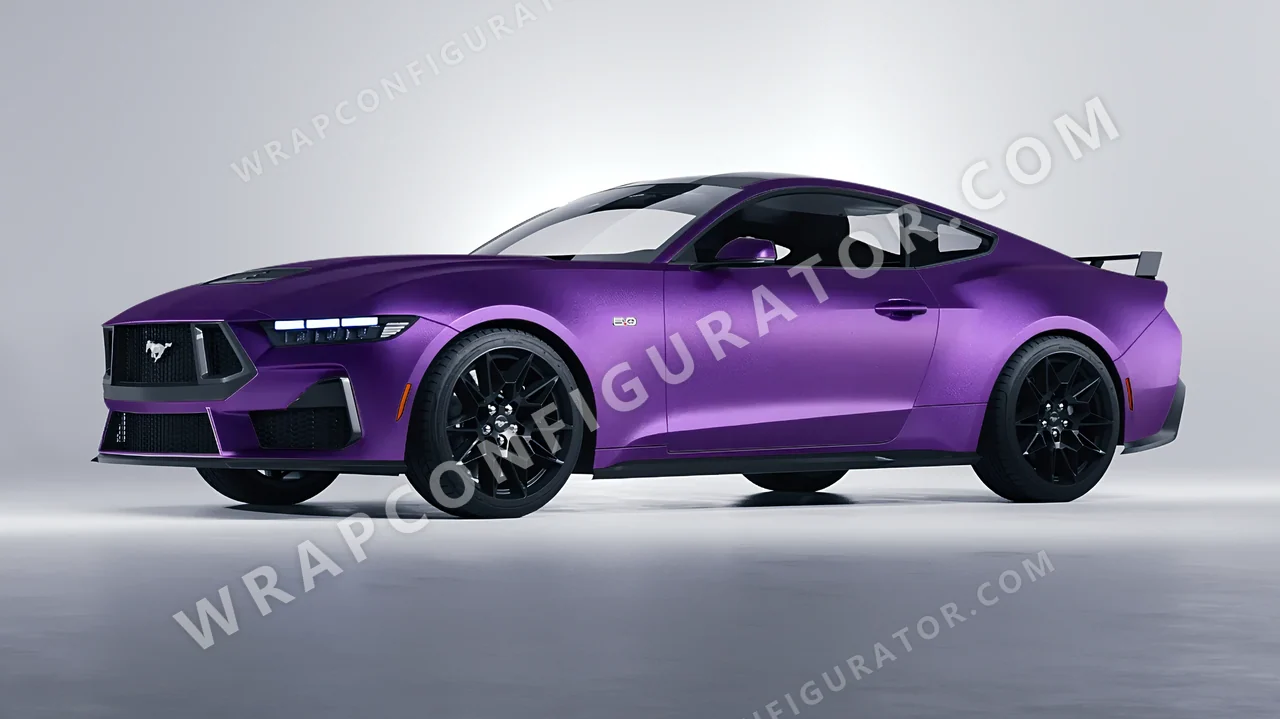 Purple Ford Mustang GT 2024 wrapped in ORACAL Violet 970RA-406M