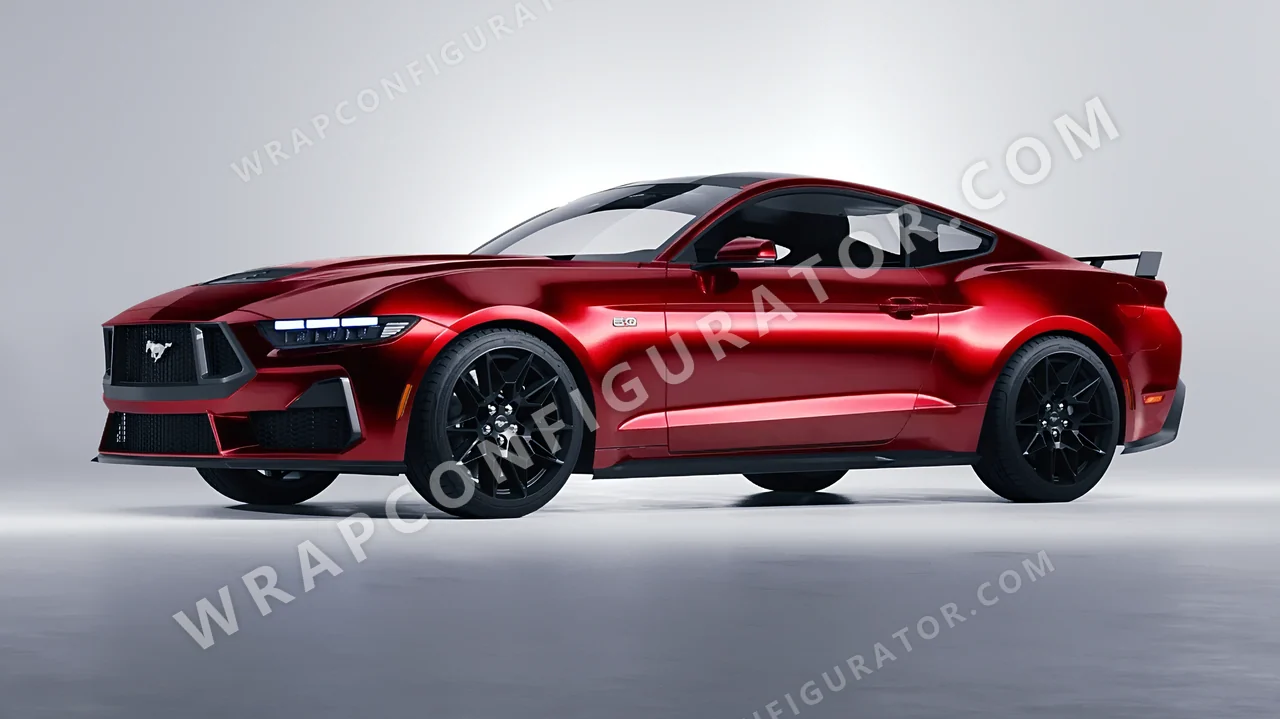 Red Ford Mustang GT 2024 wrapped in Avery Dennison Red SF100-474-S