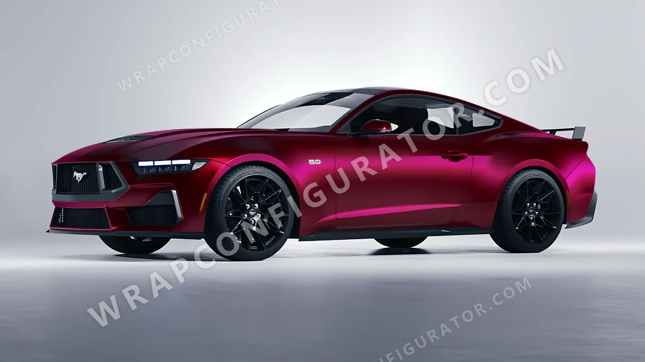 Red Ford Mustang GT 2024 wrapped in Colourshield PPF by HyperPro Ghost Dark Red MSF25-P