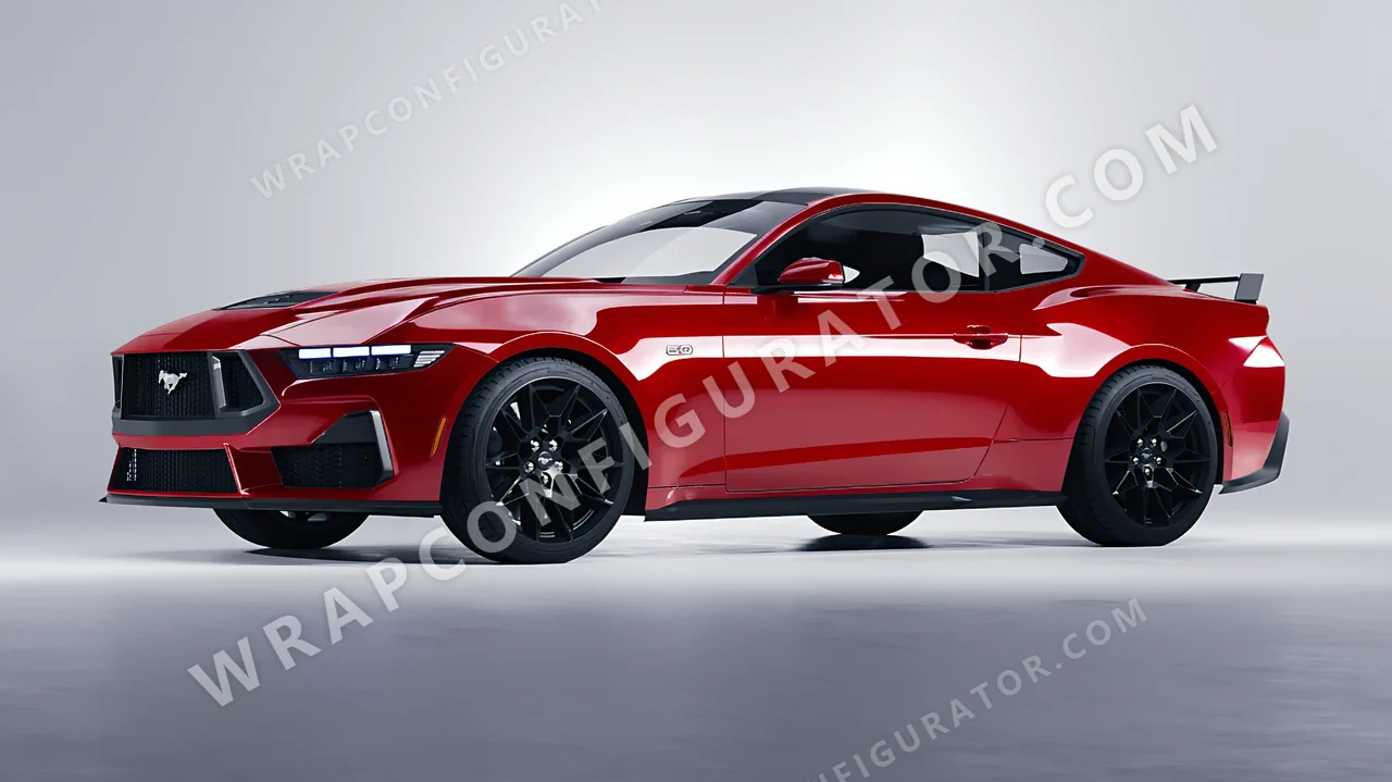 Red Ford Mustang GT 2024 wrapped in Colourshield PPF by HyperPro Red HGF09-P