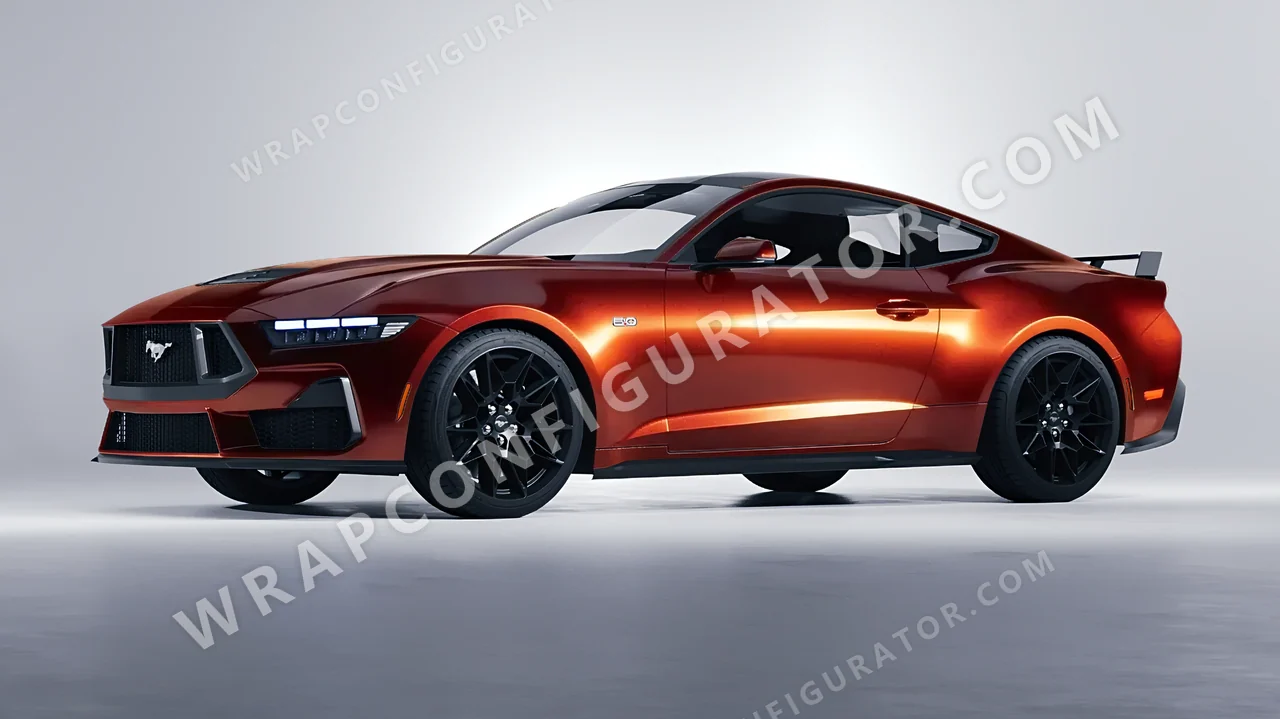 Red Ford Mustang GT 2024 wrapped in Inozetek Dynamic PPF Dragons Blood Red DPPF711