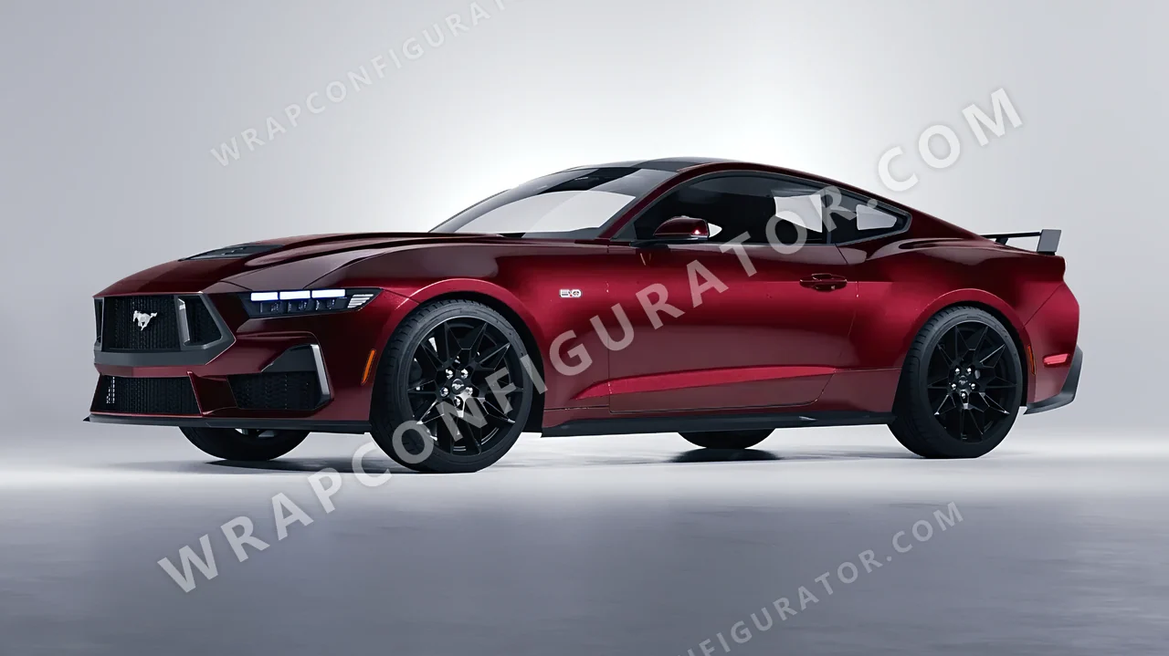 Red Ford Mustang GT 2024 wrapped in Inozetek Dynamic PPF Velvet Red DPPF945