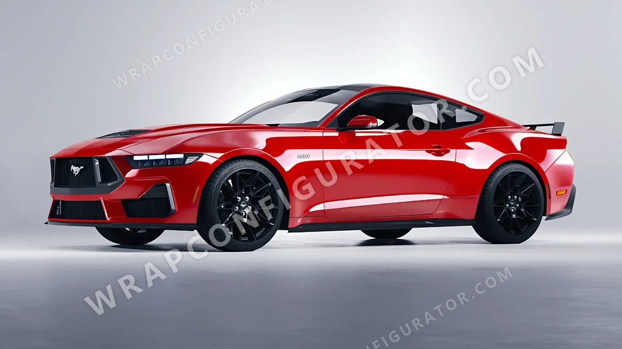 Red Ford Mustang GT 2024 wrapped in ORACAL Light Red 970RA-032G