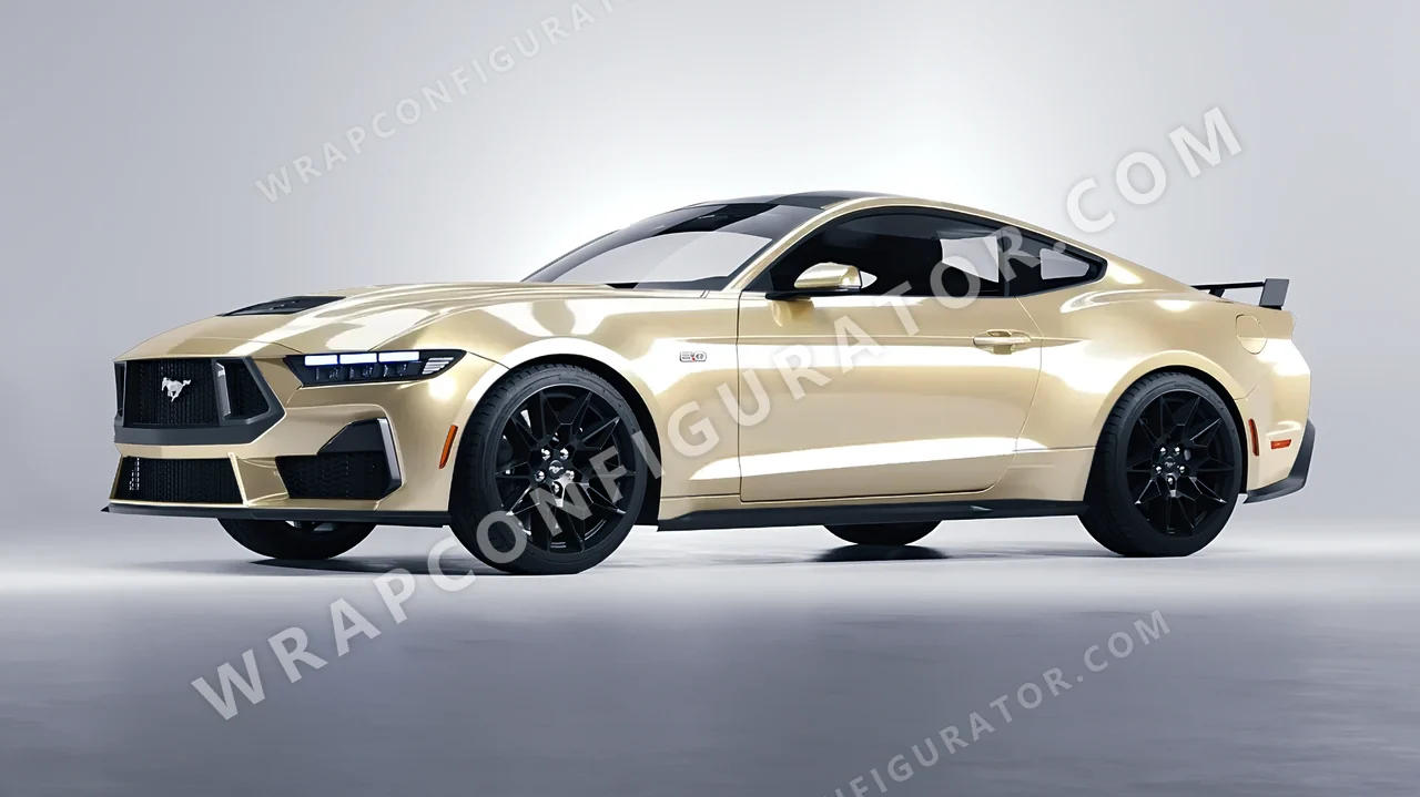 White Ford Mustang GT 2024 wrapped in 3M Gloss White Gold Sparkle GP240