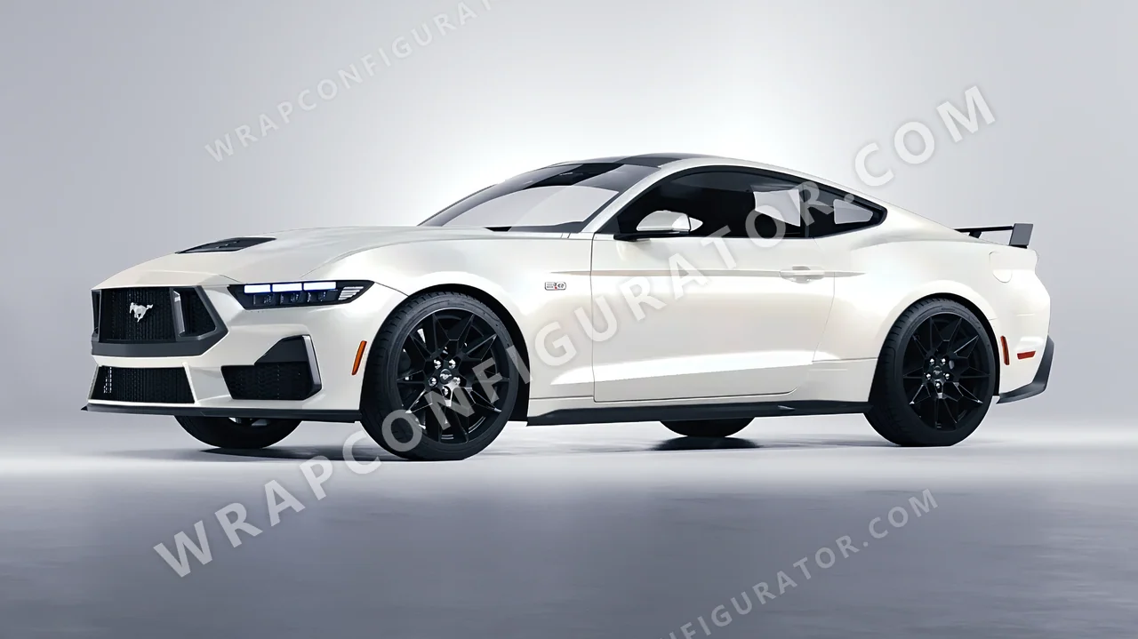 White Ford Mustang GT 2024 wrapped in Avery Dennison Gloss Pearl White Snow SW900-110-S