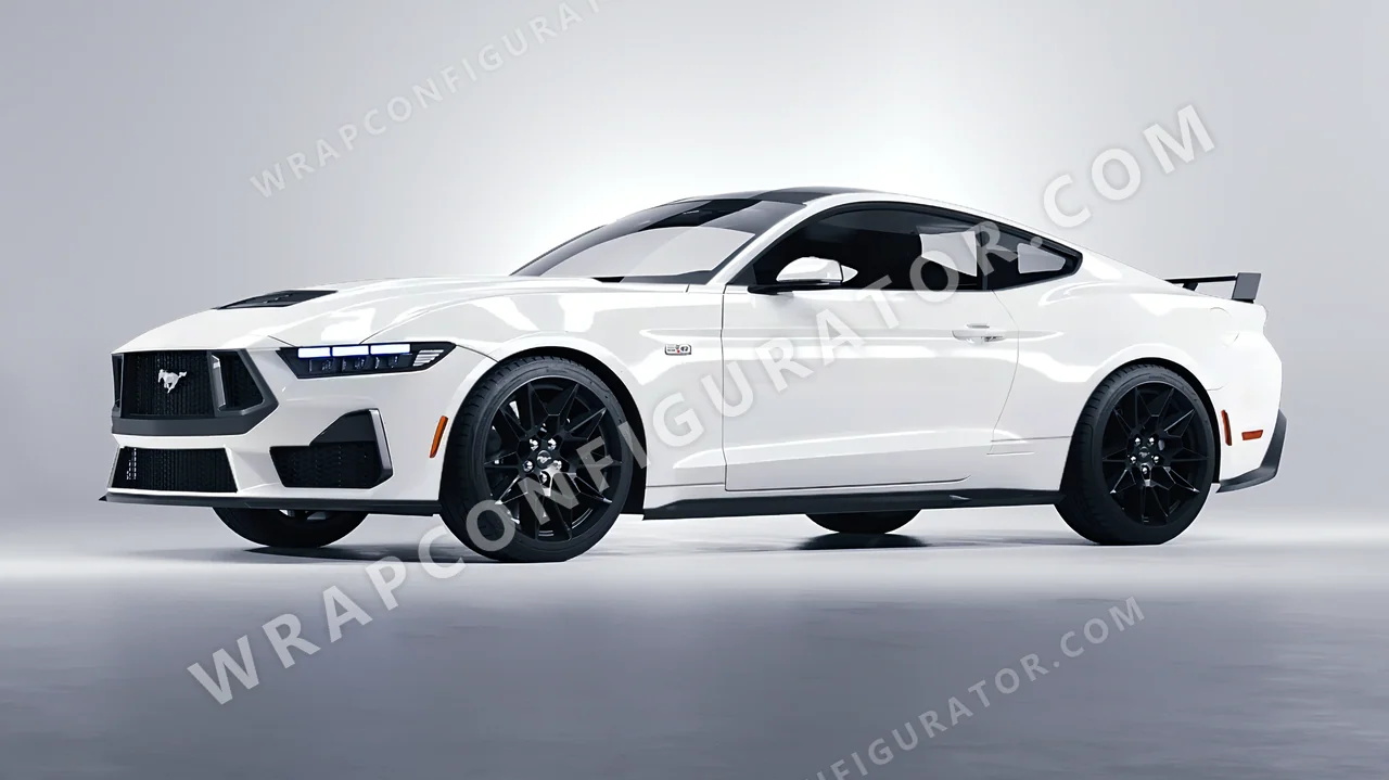 White Ford Mustang GT 2024 wrapped in Avery Dennison White SW900-101-O