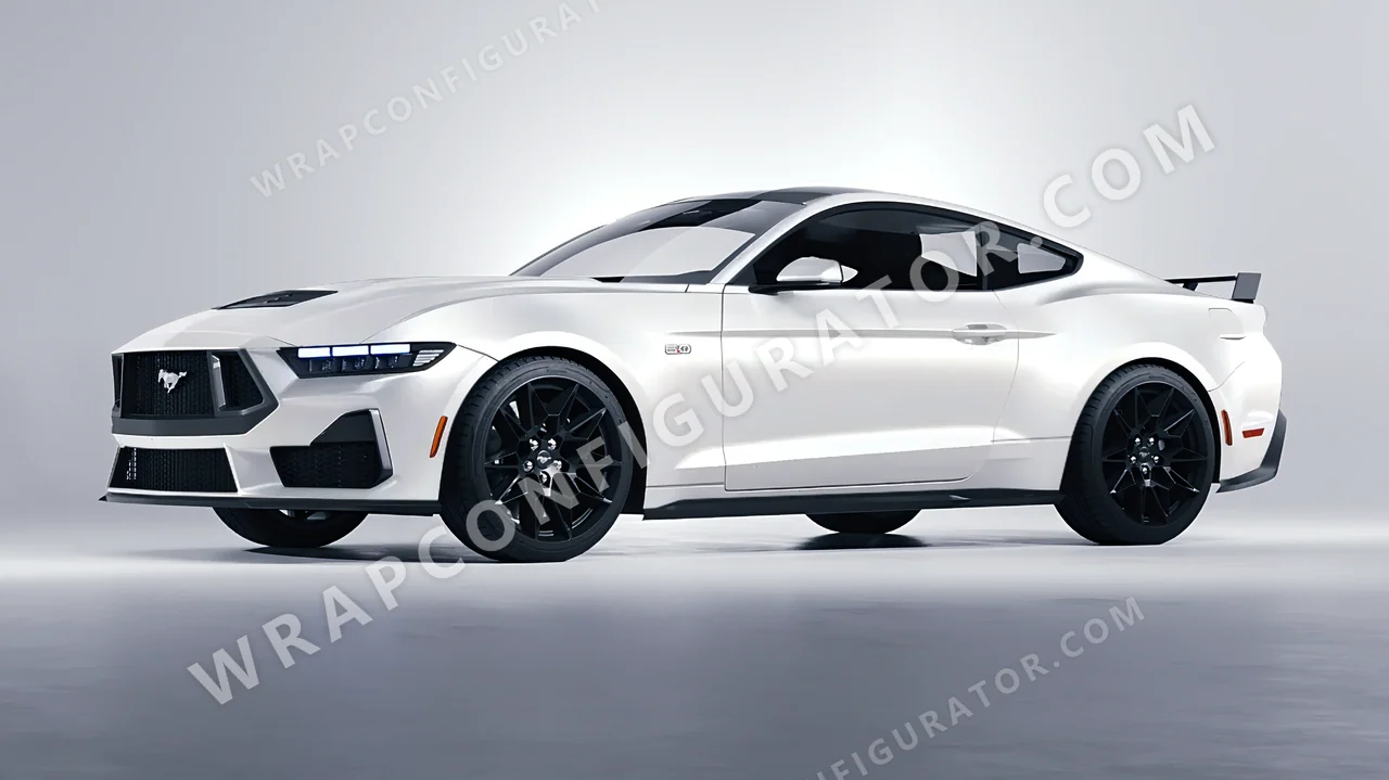 White Ford Mustang GT 2024 wrapped in Avery Dennison White SW900-116-O