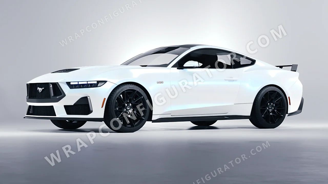 White Ford Mustang GT 2024 wrapped in Colourshield PPF by HyperPro White/Blue SF007G-P