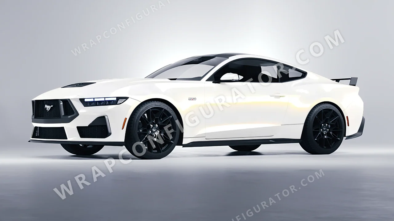 White Ford Mustang GT 2024 wrapped in Colourshield PPF by HyperPro White/Gold SF004-P