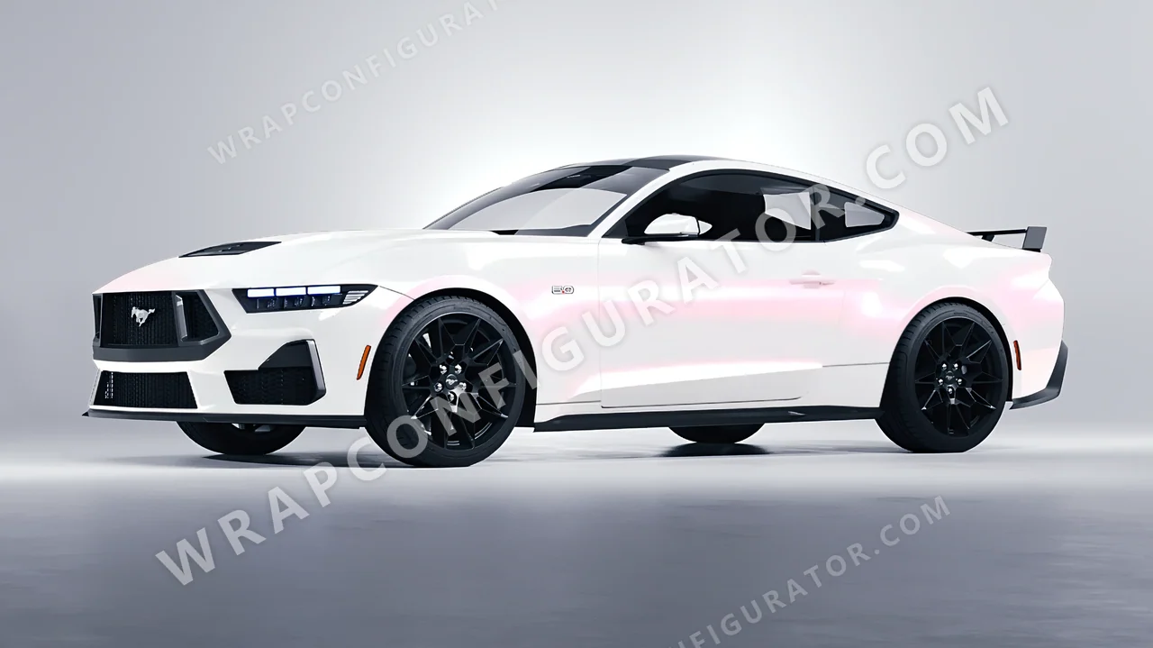 White Ford Mustang GT 2024 wrapped in Colourshield PPF by HyperPro White/Pink SF001G-P