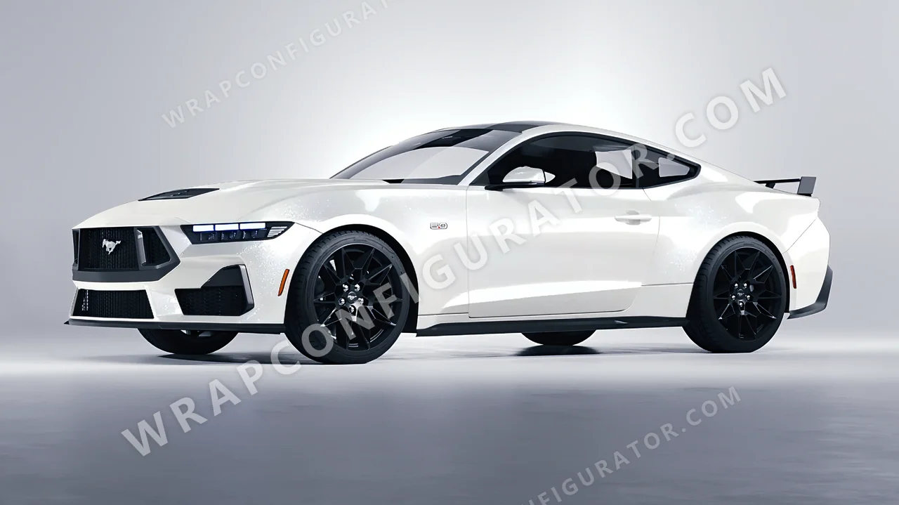 White Ford Mustang GT 2024 wrapped in Colourshield PPF by HyperPro White SF003-P