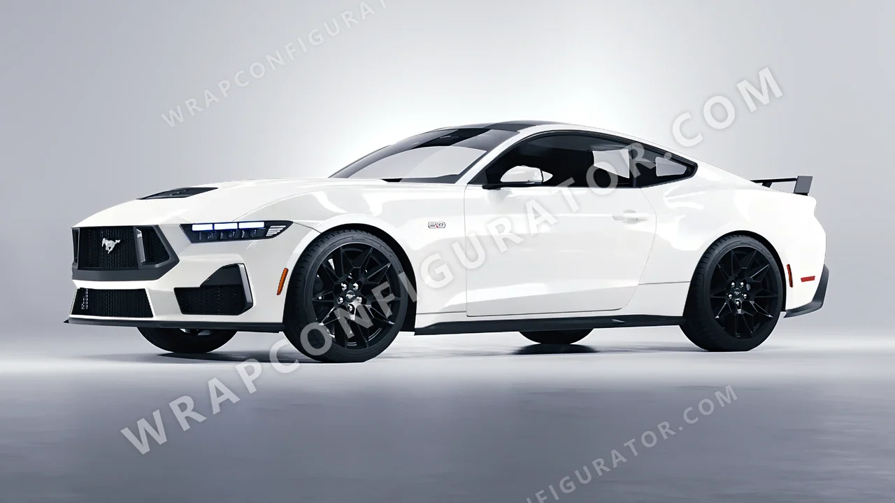 White Ford Mustang GT 2024 wrapped in Inozetek Dynamic PPF Champion White DPPF920