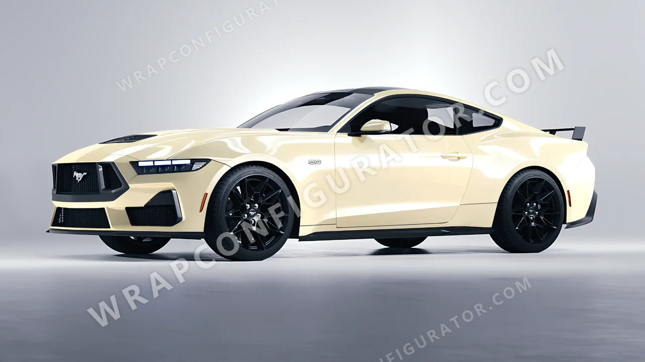 White Ford Mustang GT 2024 wrapped in Inozetek Dynamic PPF Championship White DPPF702