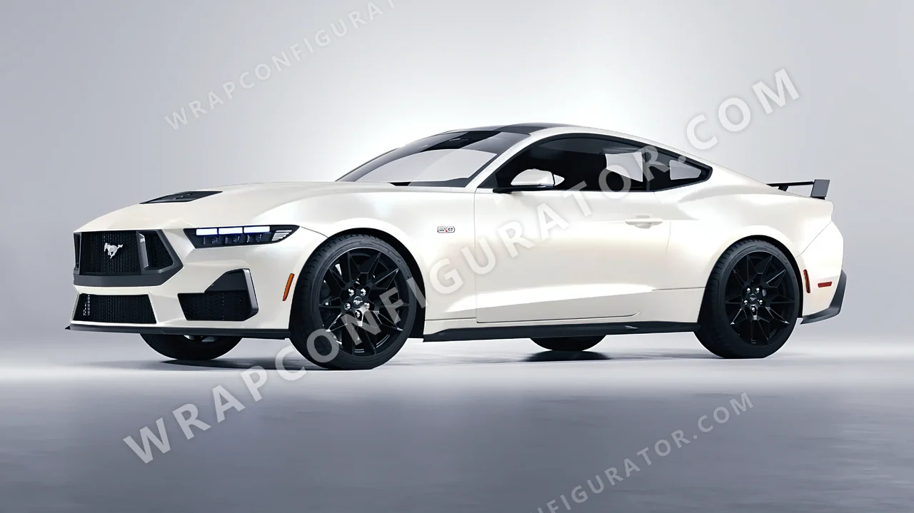 White Ford Mustang GT 2024 wrapped in Inozetek Dynamic PPF White DPPF807