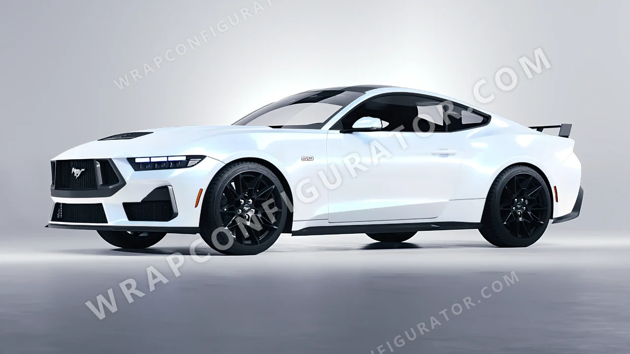 White Ford Mustang GT 2024 wrapped in KPMF Blue White Pearlescent K75484