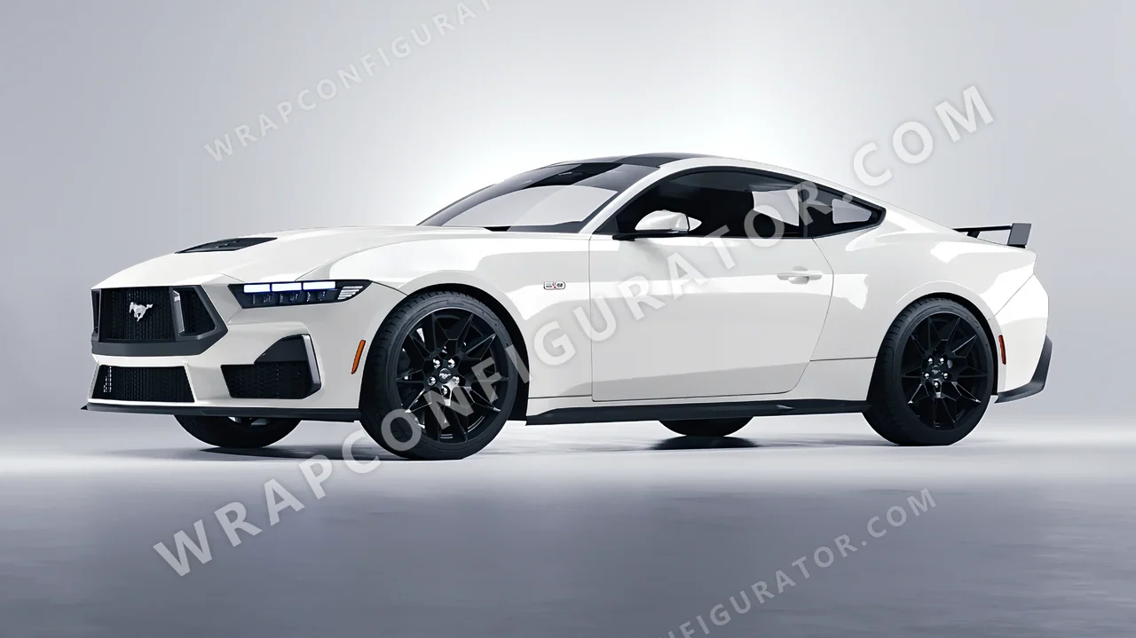 White Ford Mustang GT 2024 wrapped in KPMF Chalk White K75411