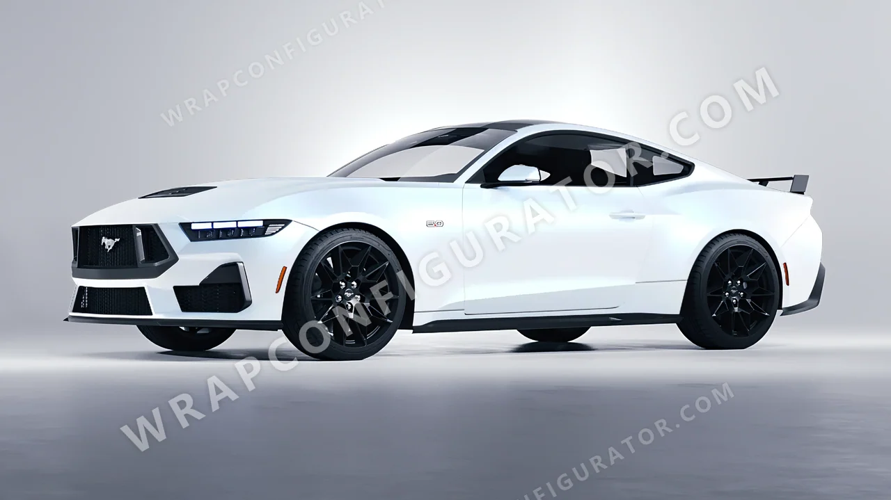 White Ford Mustang GT 2024 wrapped in KPMF Matt Pacific Blue White Starlight K75576