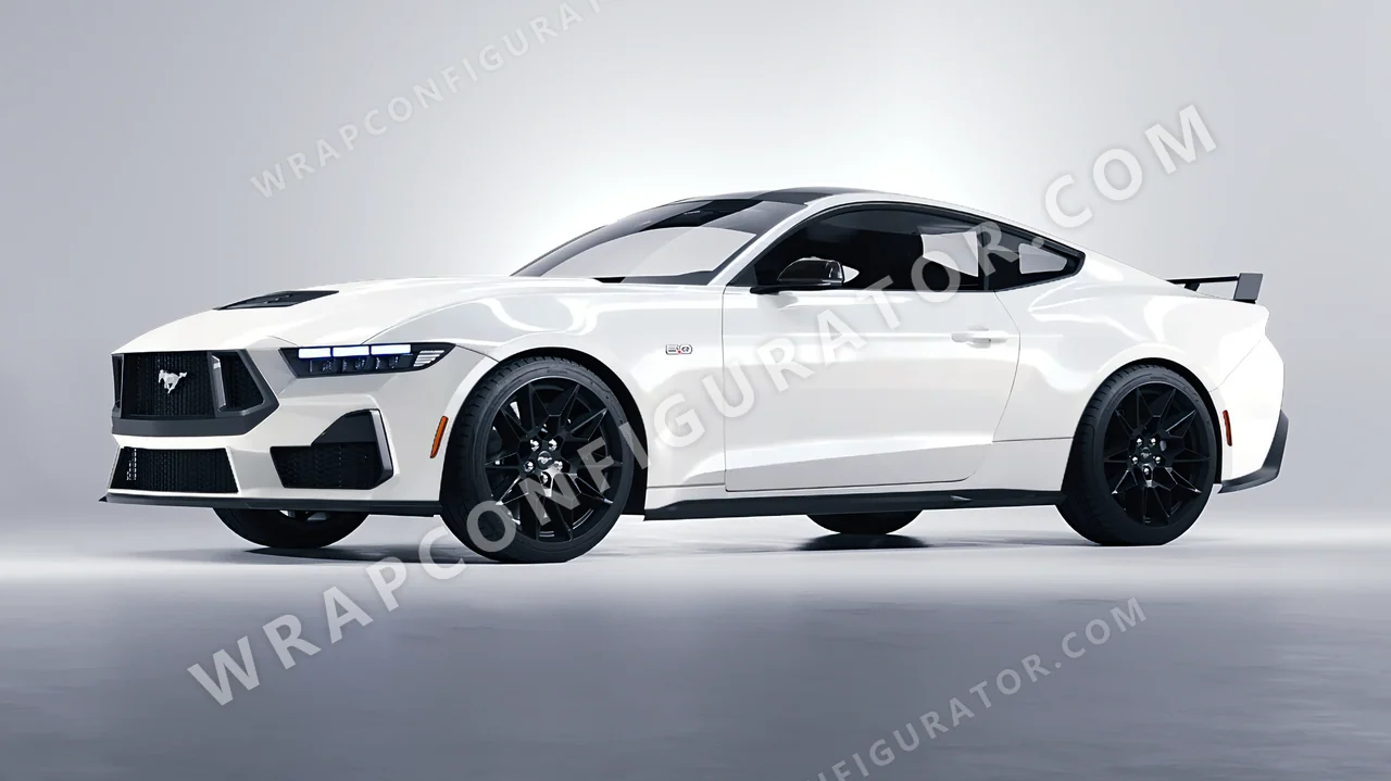 White Ford Mustang GT 2024 wrapped in KPMF White K88011