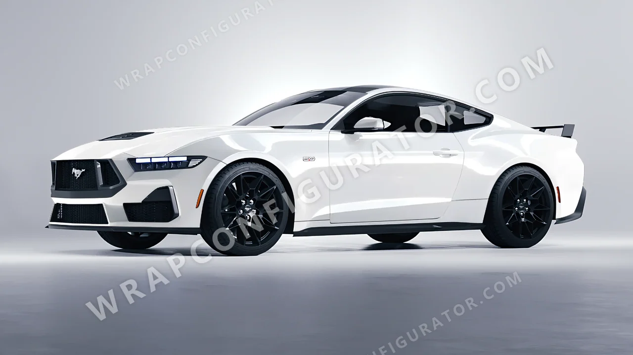White Ford Mustang GT 2024 wrapped in ORACAL White 970RA-010G