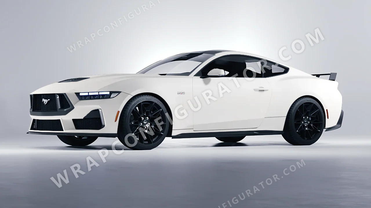 White Ford Mustang GT 2024 wrapped in ORACAL White 970RA-010M