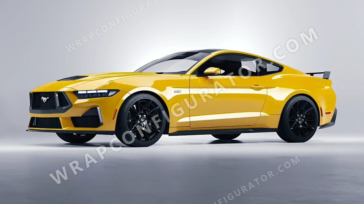 Yellow Ford Mustang GT 2024 wrapped in Avery Dennison Yellow SW900-235-O
