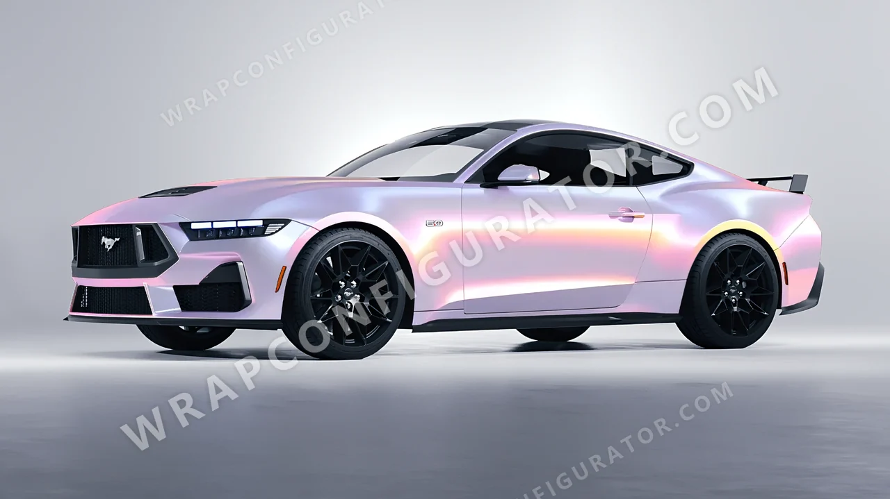 Yellow Ford Mustang GT 2024 wrapped in Colourshield PPF by HyperPro Purple/Pink/Gold CGM20-P