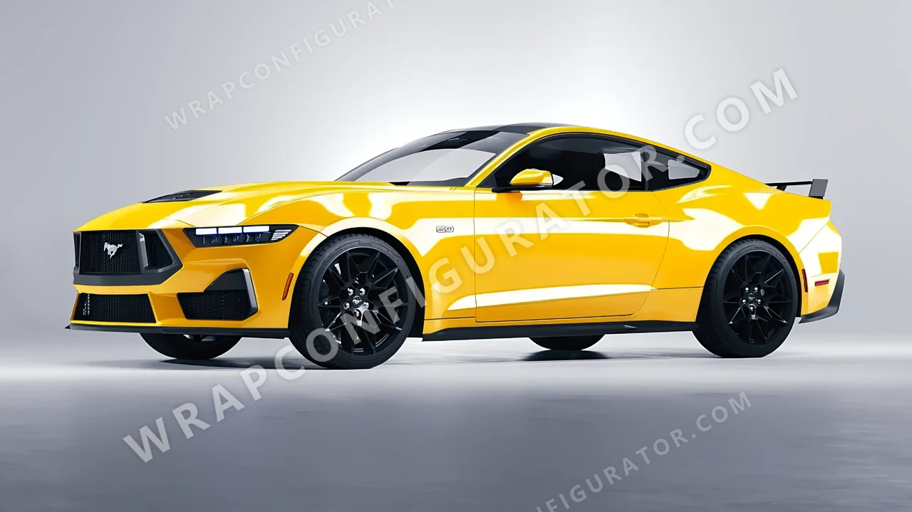 Yellow Ford Mustang GT 2024 wrapped in Inozetek Dynamic PPF Sunflower Yellow DPPF921