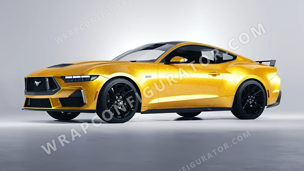 Yellow Ford Mustang GT 2024 wrapped in Inozetek Dynamic PPF Yellow DPPF714