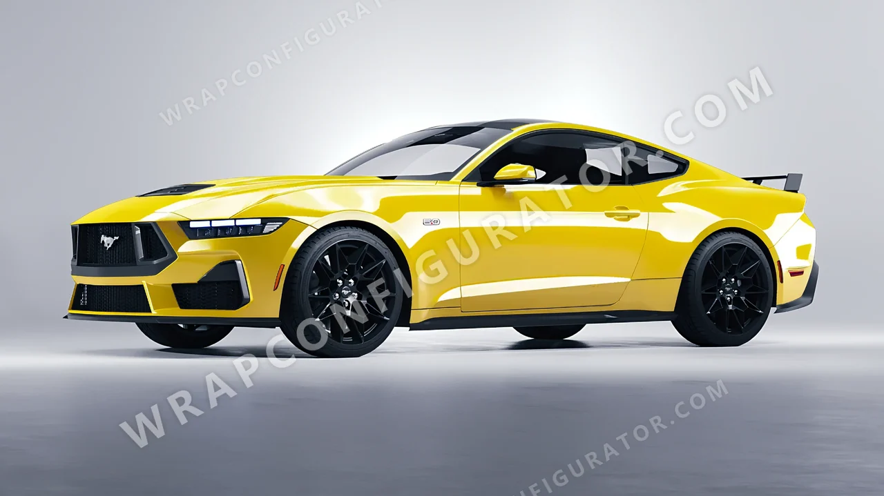Yellow Ford Mustang GT 2024 wrapped in ORACAL Canary Yellow 970RA-235G