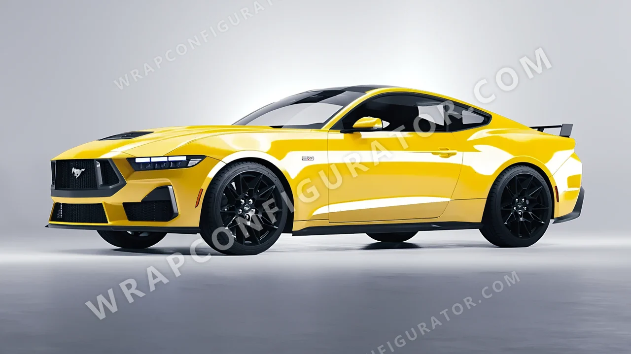 Yellow Ford Mustang GT 2024 wrapped in ORACAL Light Yellow 970RA-022G