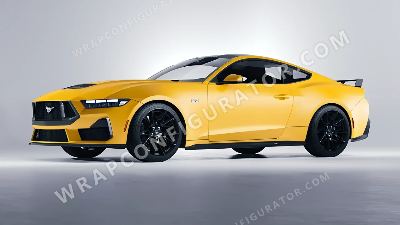 Yellow Ford Mustang GT 2024 wrapped in ORACAL Maize Yellow 970RA-209M