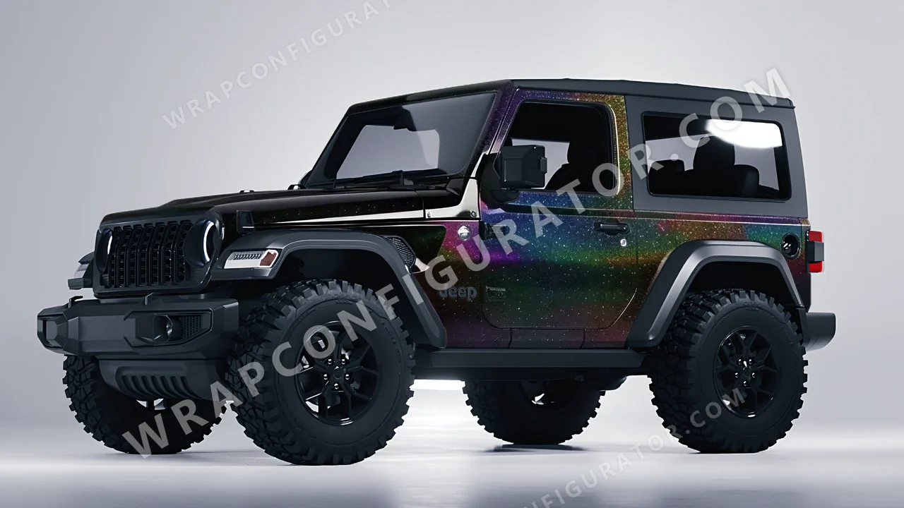 Black Jeep Wrangler Willys 2024 wrapped in 3M Black Psychedelic HGP221