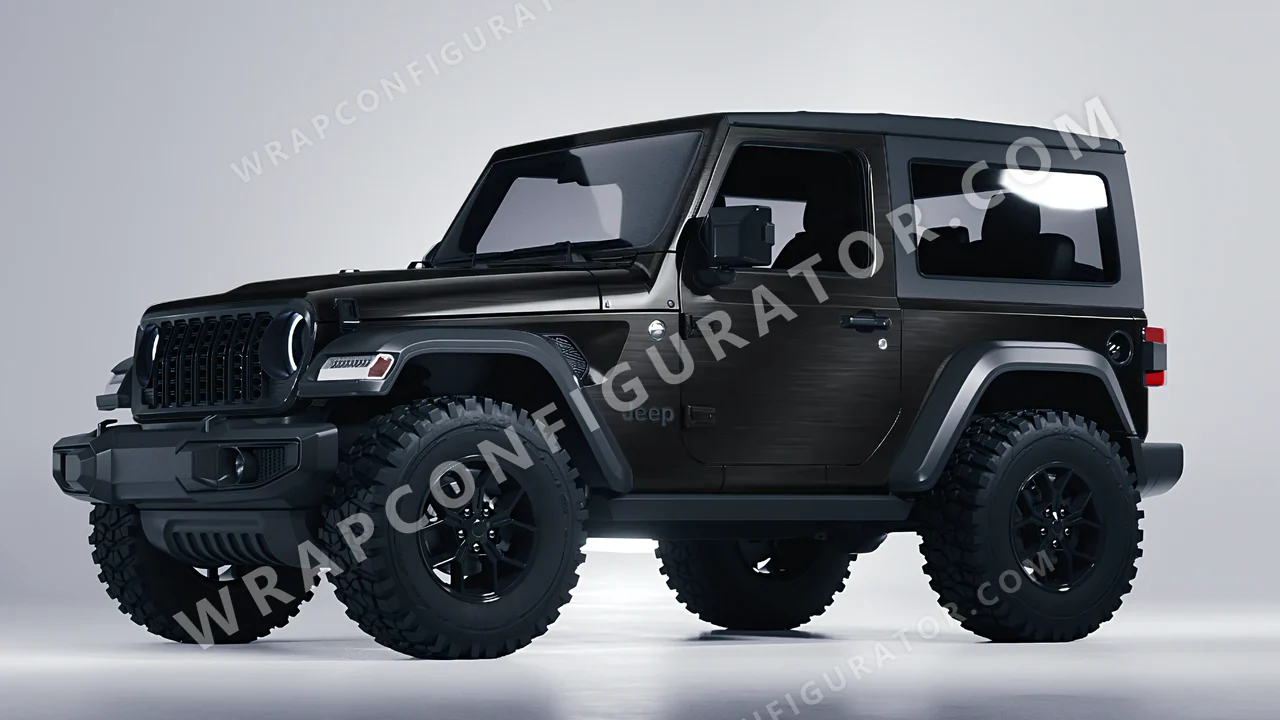 Black Jeep Wrangler Willys 2024 wrapped in 3M Brushed Black Metallic BR212