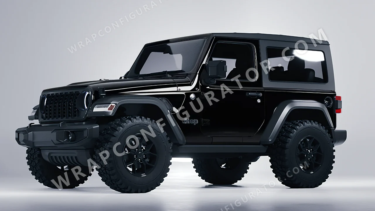 Black Jeep Wrangler Willys 2024 wrapped in 3M Gloss Black G12