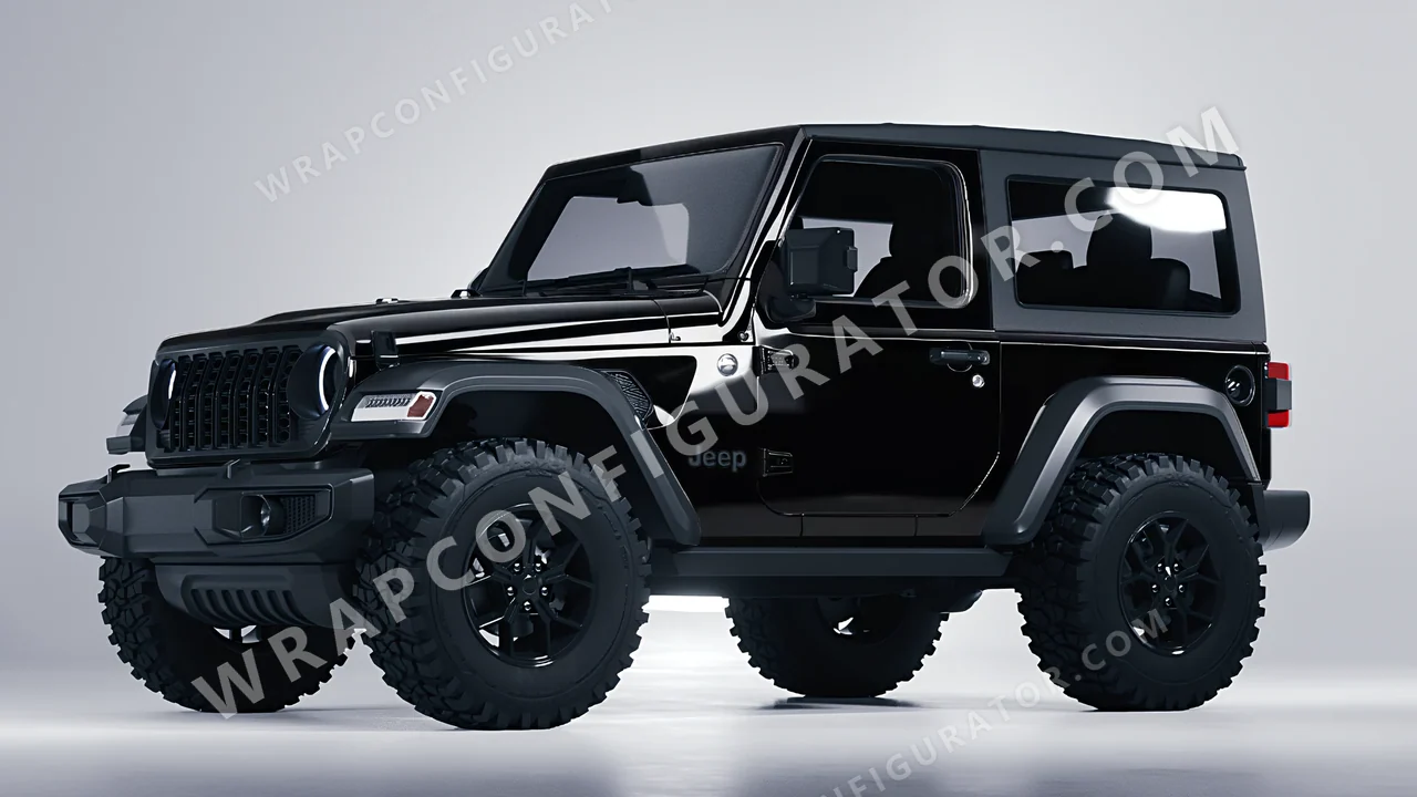 Black Jeep Wrangler Willys 2024 wrapped in 3M Gloss Black Metallic G212