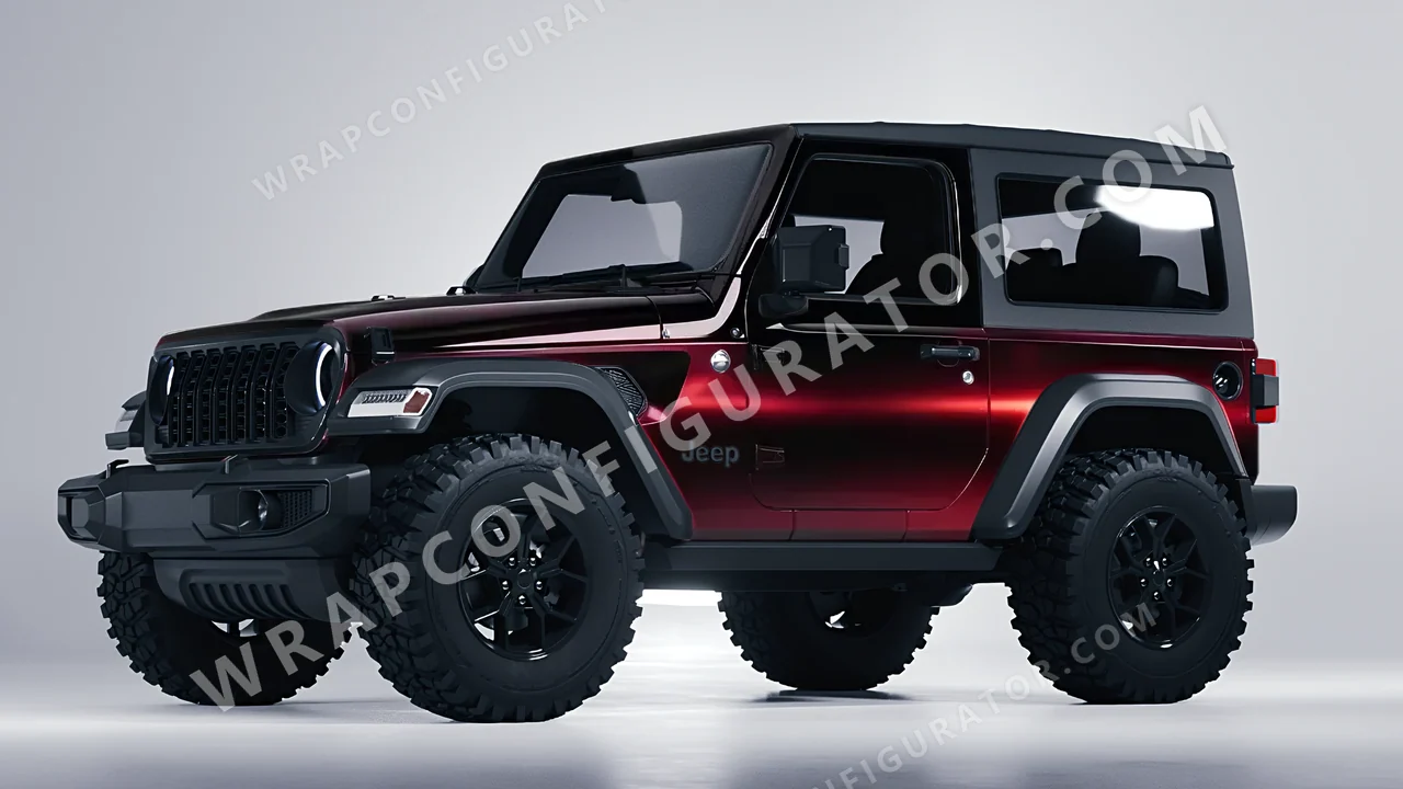 Black Jeep Wrangler Willys 2024 wrapped in 3M Gloss Ember Black GP282