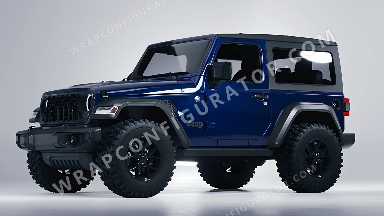 Black Jeep Wrangler Willys 2024 wrapped in 3M Gloss Midnight Blue GP272