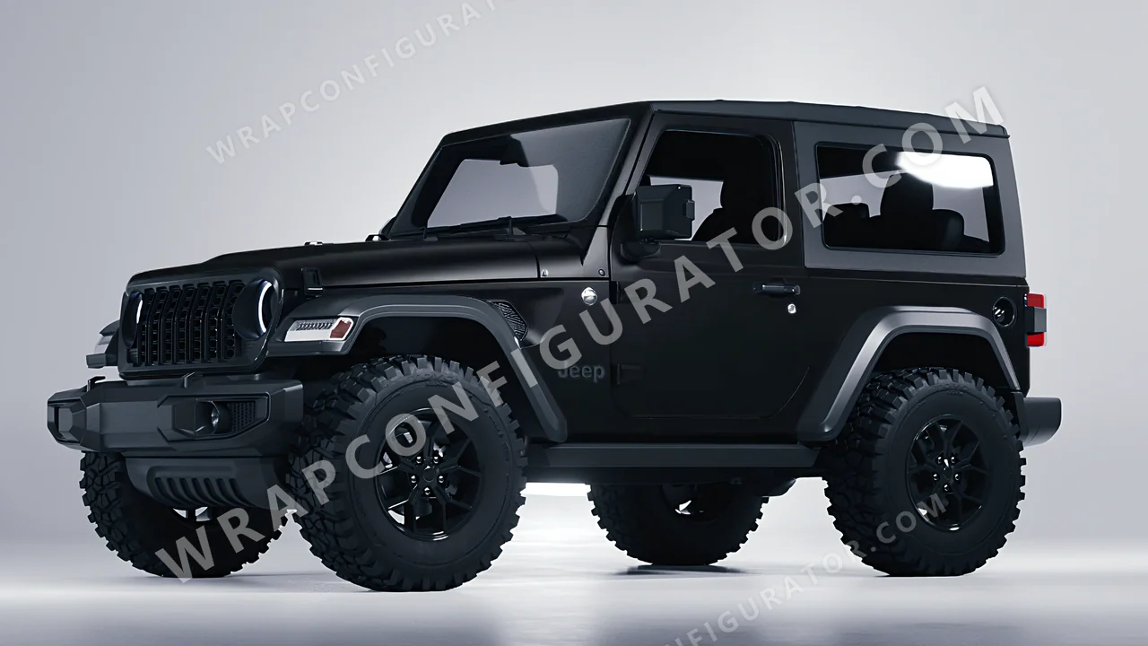 Black Jeep Wrangler Willys 2024 wrapped in 3M Matte Deep Black M22