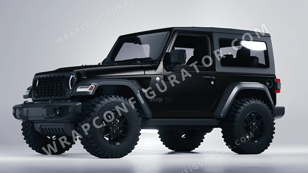 Black Jeep Wrangler Willys 2024 wrapped in 3M Satin Black S12